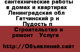 сантехнические работы в домах и квартирах - Ленинградская обл., Гатчинский р-н, Пудость п. Строительство и ремонт » Услуги   